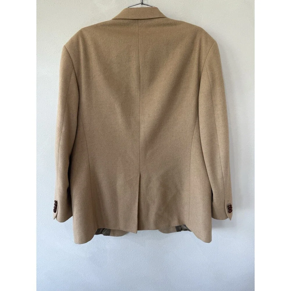 Evan Picone Men’s 42 100% Camel Hair Beige Blazer Tan Jacket Coat Button Up